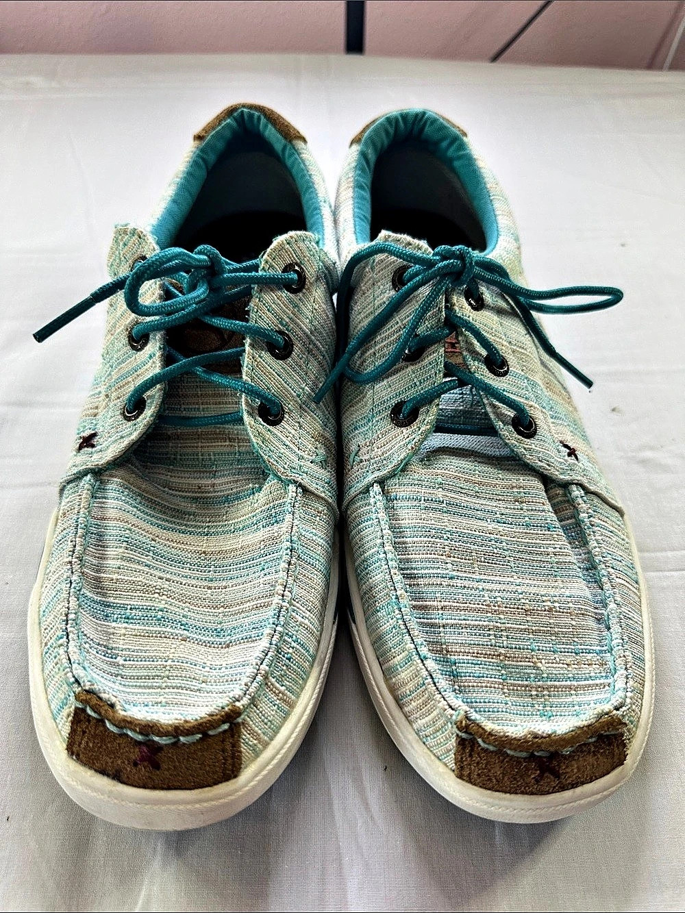 Twisted X Women's Hooey Loper Boat Shoes Blue & White US 10 M